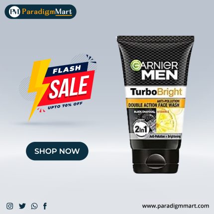 Garnier Men Turbo Bright Anti-Pollution Double Action Facewash- Cleans Skin Deeply 100g