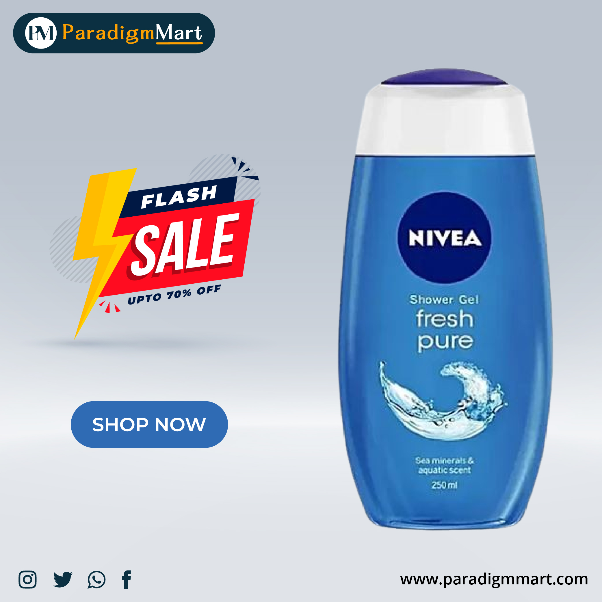 NIVEA Fresh Pure Shower Gel - Sea Minerals & Aquatic Scent, Refreshing, Moisturizing, 250 ml-01 NIVEA Fresh Pure Shower Gel - Sea Minerals & Aquatic Scent, Refreshing, Moisturizing, 250 ml